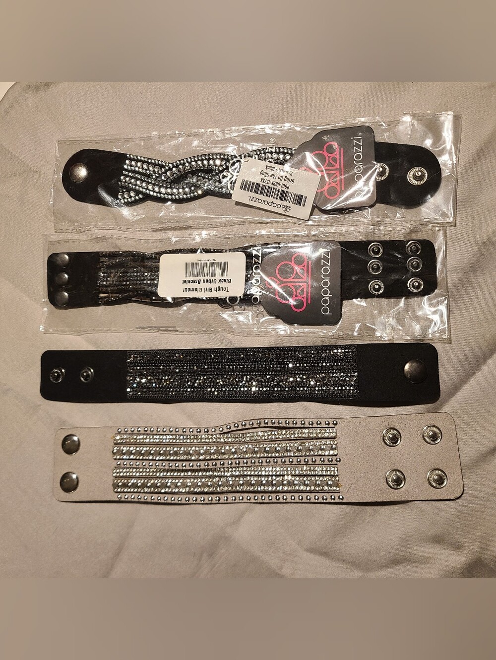 paparazzi Black and Silver Beaded Snap Bracelet Set